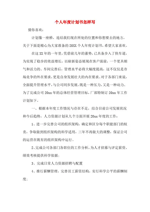 2020年个人年度计划书怎样写