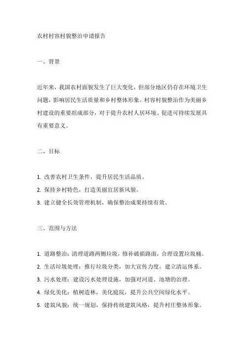 农村村容村貌整治申请报告