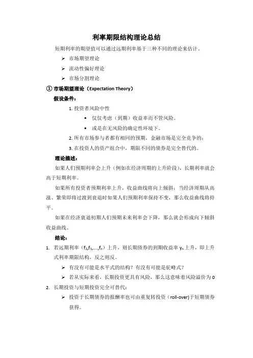 利率期限结构理论总结