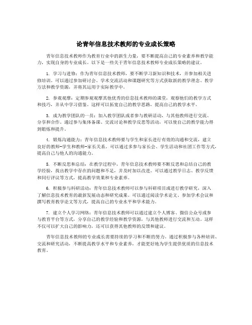 论青年信息技术教师的专业成长策略