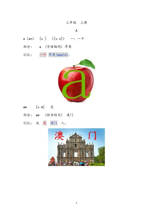 小学英语单词速记图文版