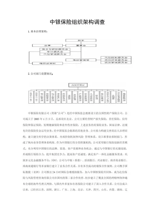 保险公司组织架构调查