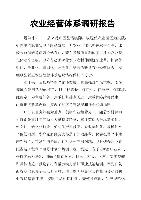 农业经营体系调研报告
