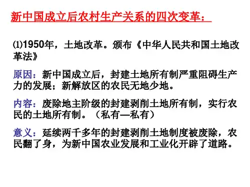 新中国成立后农村生产关系的四次变革