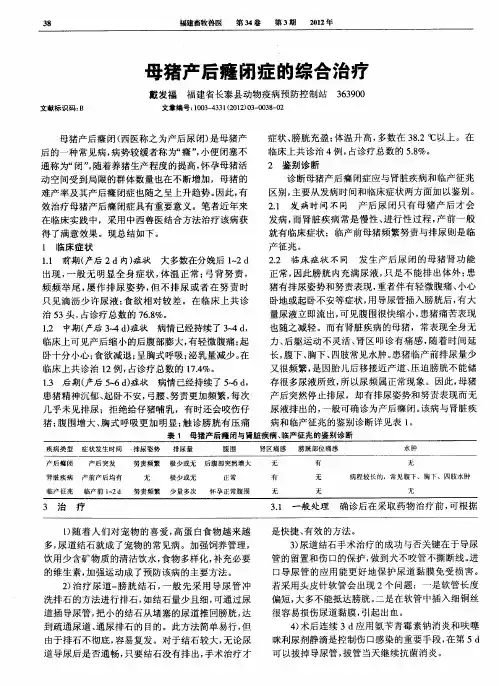 母猪产后癃闭症的综合治疗
