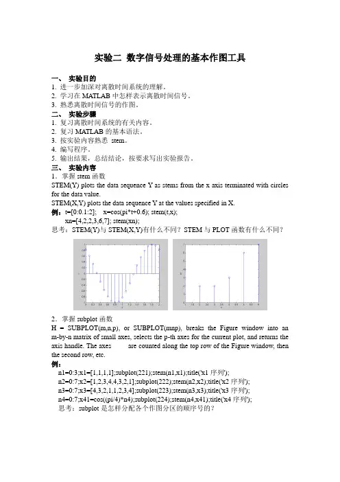 实验2 数字信号处理的基本作图工具