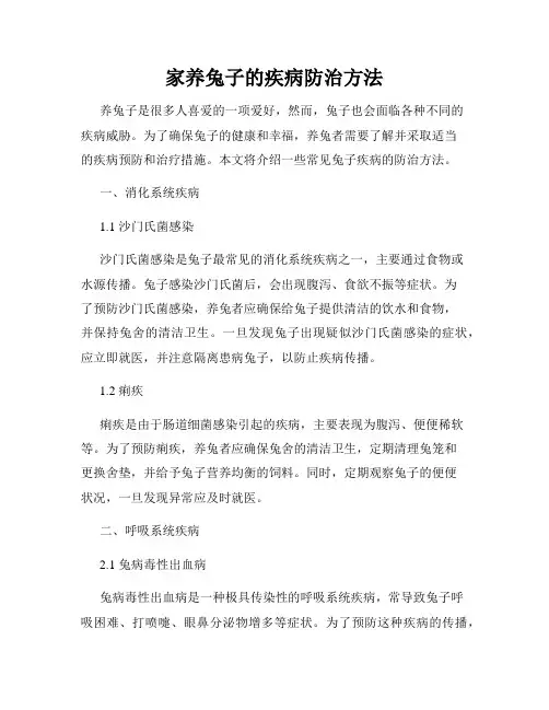 家养兔子的疾病防治方法