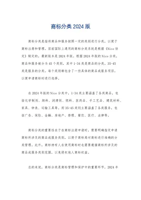 商标分类2024版