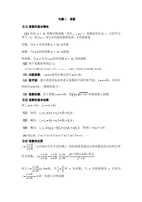 (完整版)高中数学复数专题知识点整理