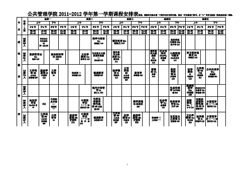 湖南师范大学公共管理学院2011-2012学年第一学期课程安排表(长沙爱讲座网编辑)