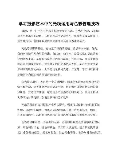 学习摄影艺术中的光线运用与色彩管理技巧