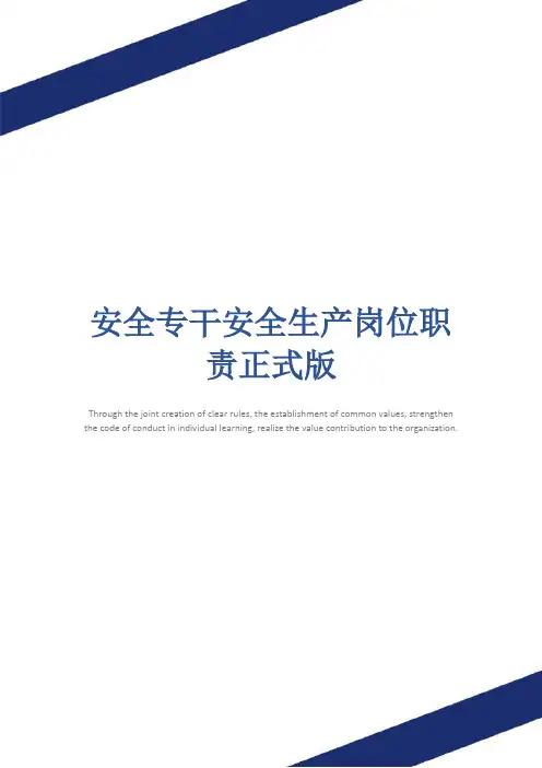 安全专干安全生产岗位职责正式版