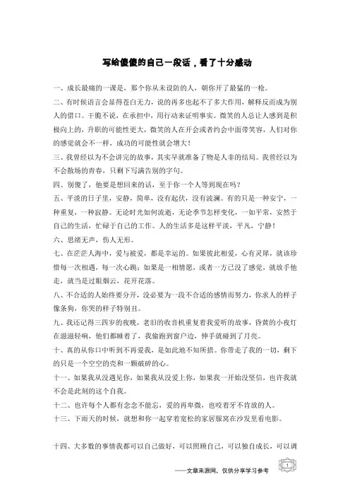 写给傻傻的自己一段话,看了十分感动