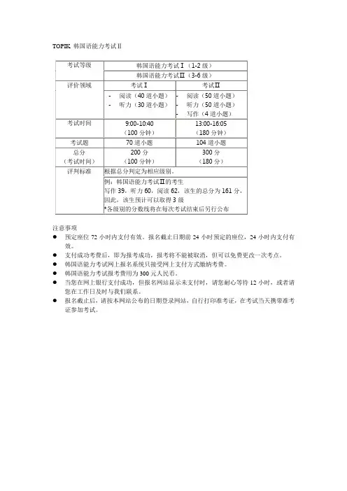 TOPIK 韩国语能力考试Ⅱ