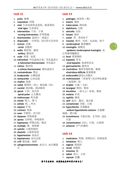 护理专业英语词汇