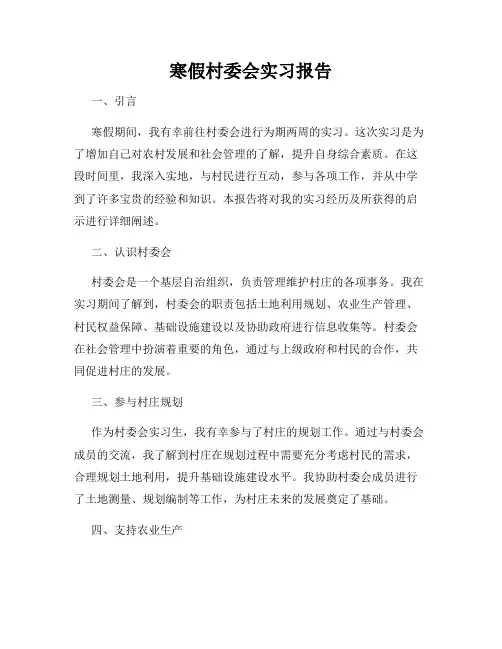 寒假村委会实习报告