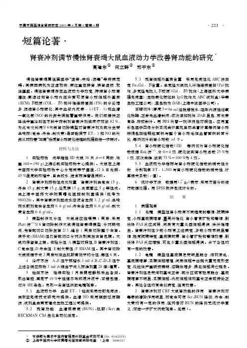 肾衰冲剂调节慢性肾衰竭大鼠血液动力学改善肾功能的研究