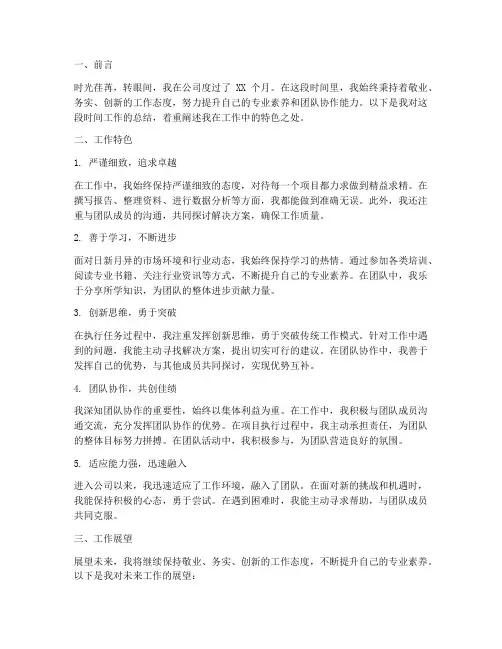 个人工作总结_特色