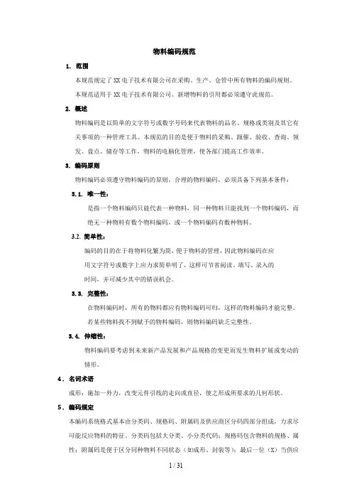 电子工厂常用物料编码规范