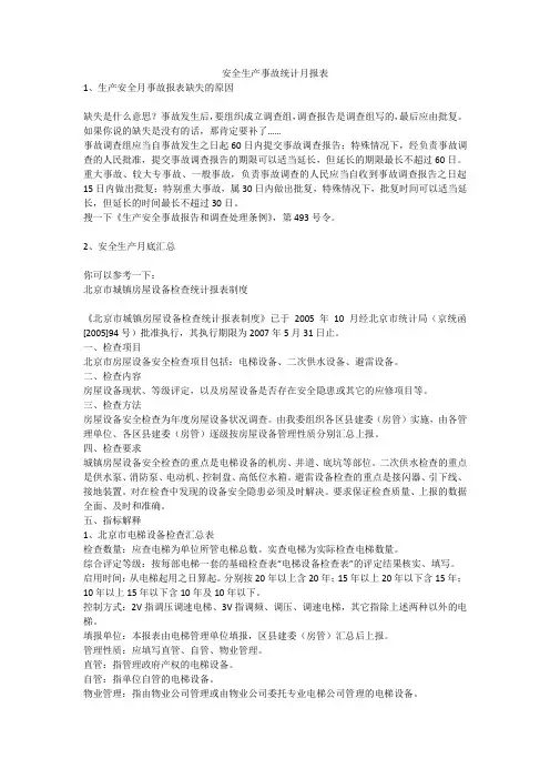 安全生产事故统计月报表安全生产