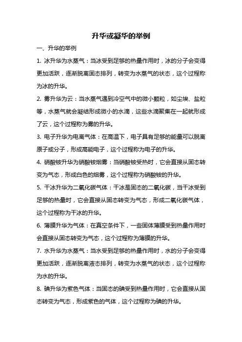 升华或凝华的举例