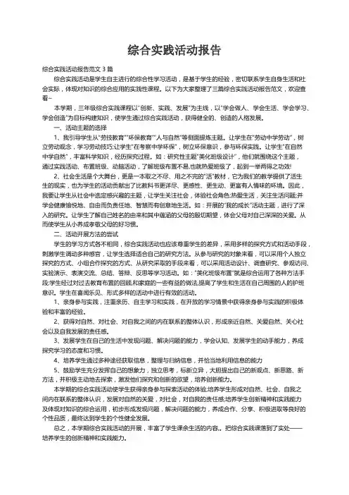 综合实践活动报告范文3篇