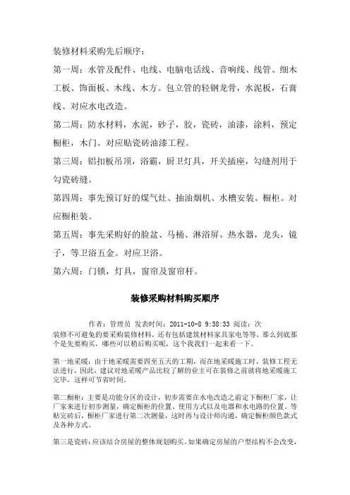 装修材料采购先后顺序