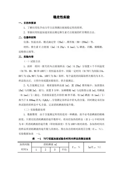 药物稳定性加速实验