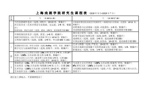 上海戏剧学院硕士研究生课程表 - 上海戏剧学院研究生院