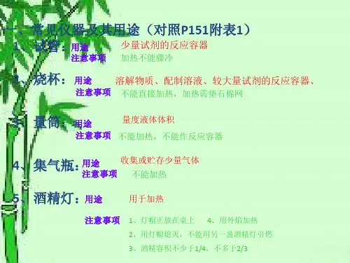 常用仪器用途及注意事项