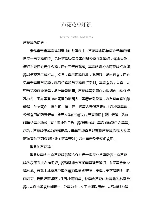 芦花鸡小知识