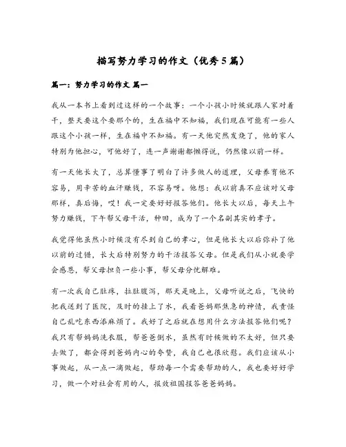 描写努力学习的作文(优秀5篇)