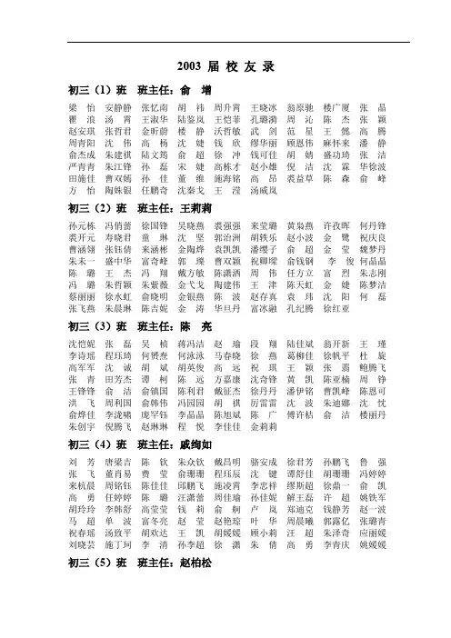 届校友录