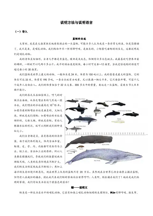 2021年六年级寒假语文专题教案-说明方法与说明语言