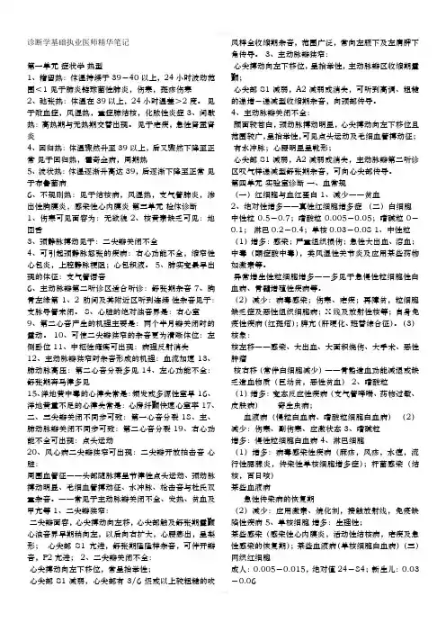 诊断学基础执业医师精华笔记(中医、中西医结合)