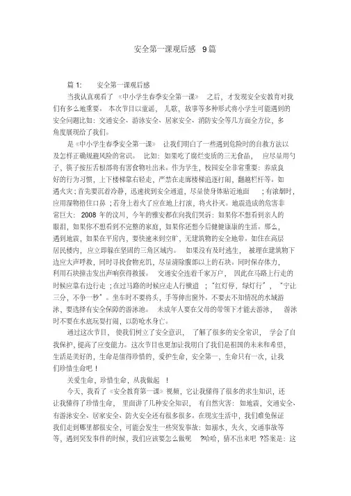 安全第一课观后感9篇