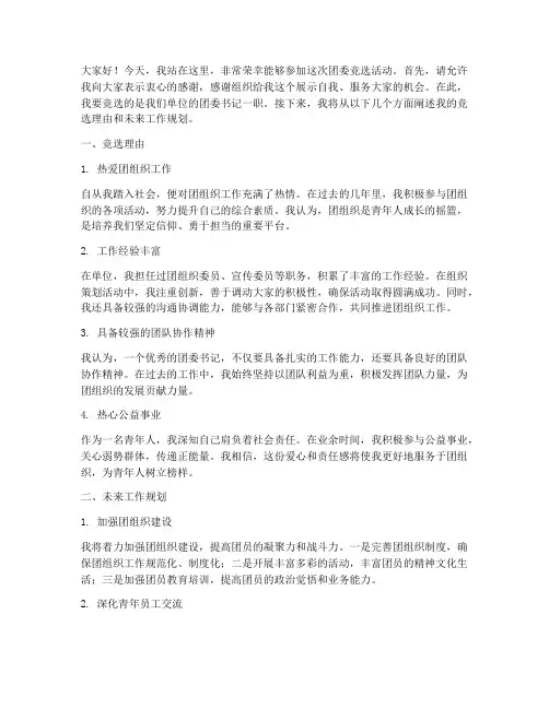 工作竞选团委发言稿范文