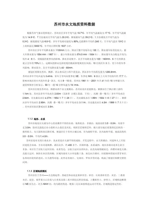 苏州水文条件