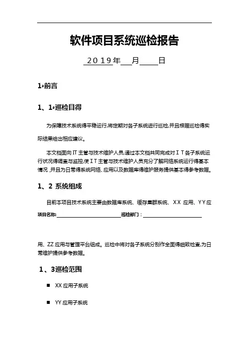 软件项目系统巡检报告