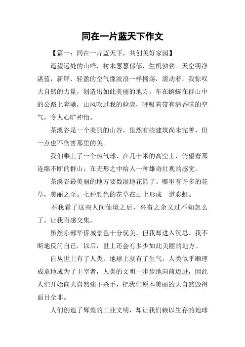 同在一片蓝天下作文_1
