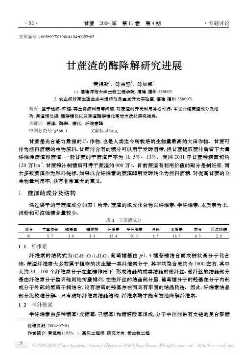 甘蔗渣的酶降解研究进展