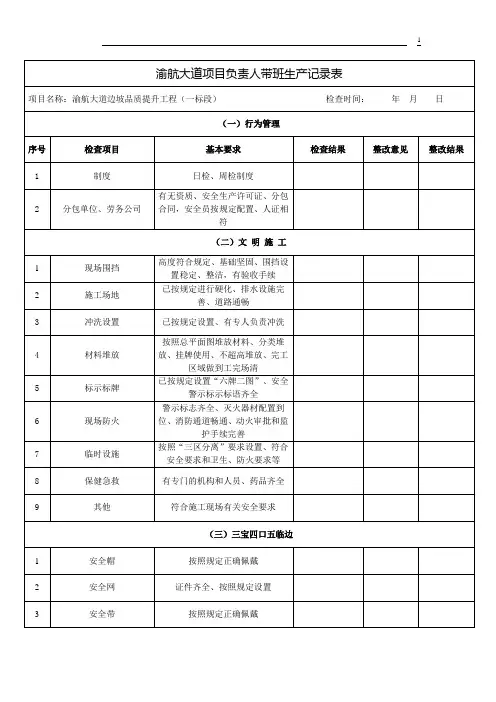 领导带班检查记录