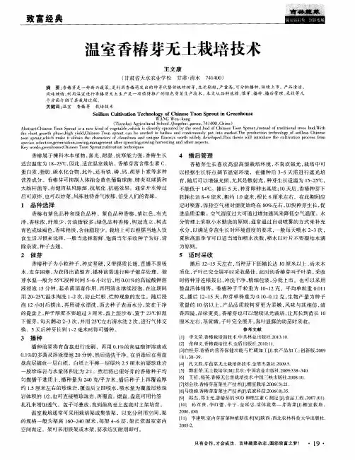 温室香椿芽无土栽培技术