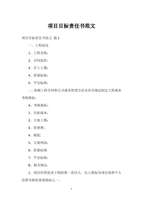 项目目标责任书范文