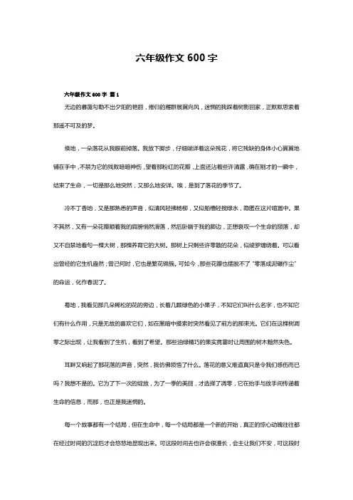 小学六年级作文大全600字左右