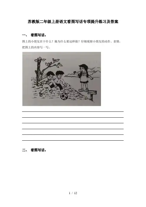 苏教版二年级上册语文看图写话专项提升练习及答案