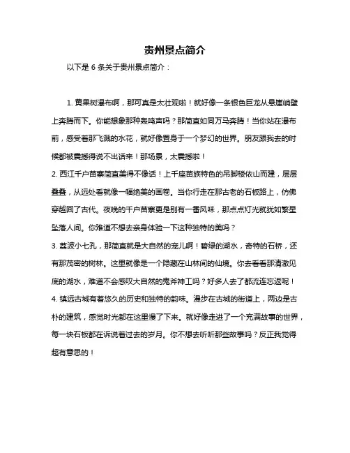 贵州景点简介