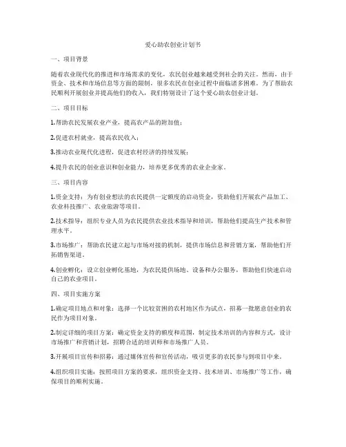 爱心助农创业计划书