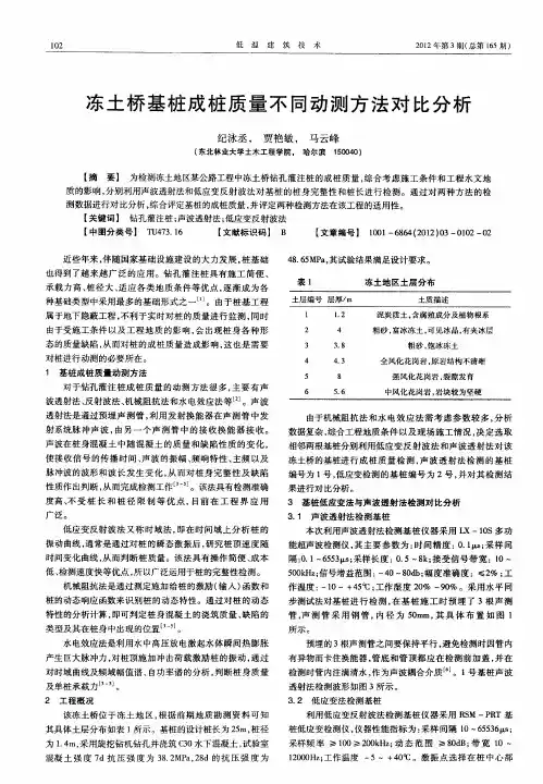 冻土桥基桩成桩质量不同动测方法对比分析