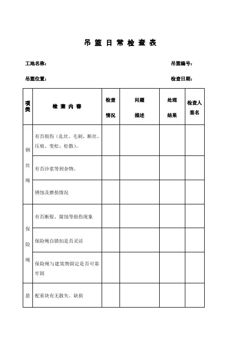 吊篮日常检查表